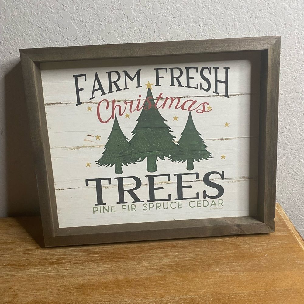 NEW FarmHouse Tree Farm Rustic Christmas Decorative Wall Art